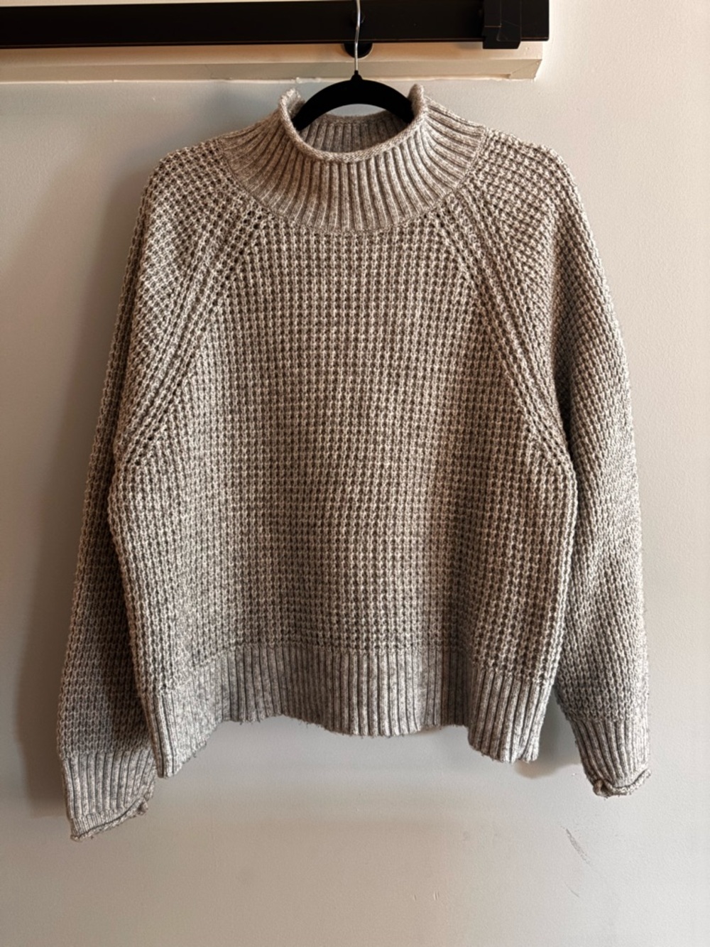 American Eagle Outfitters Gray Waffle Knit Sweater